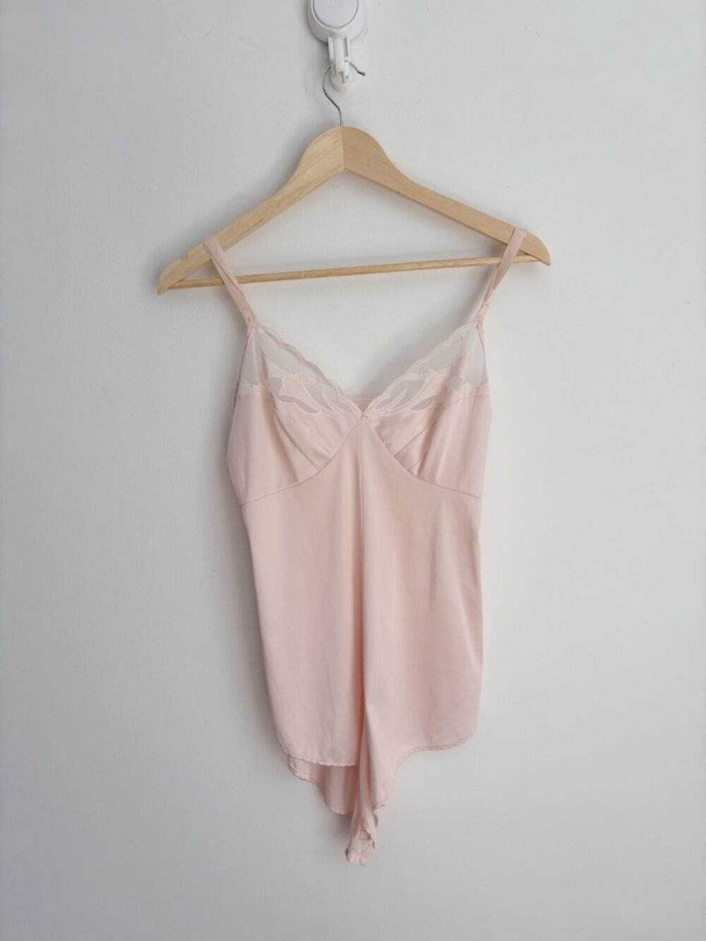 Vintage Coquette Pale Pink Embroidered Teddy Bodysuit XXS